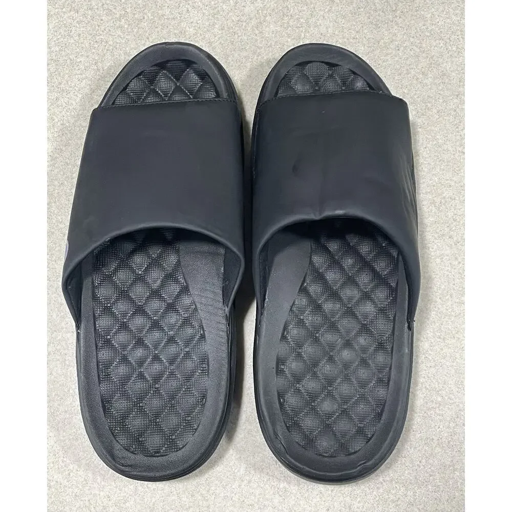 New- Islide NBA Golden State Warriors Logo Slide Sandals Black Unisex Size 12